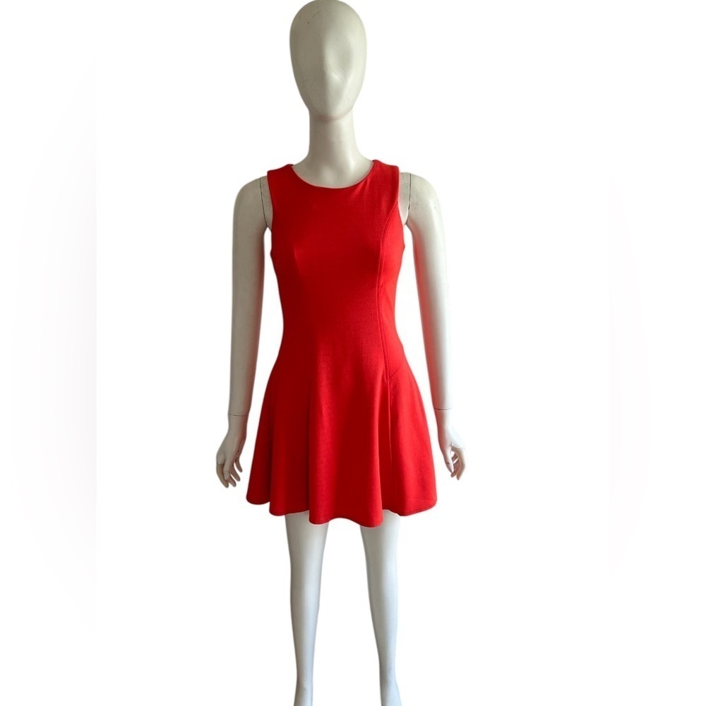 Amanda Uprichard Bright Coral Orange Fit & Flare Mini Dress Size S Cocktail